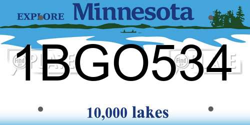1BGO534 Minnesota License Plate
