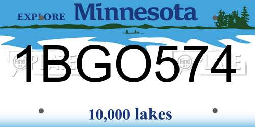 1BGO574 Minnesota License Plate