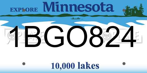 1BGO824 Minnesota License Plate