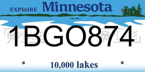 1BGO874 Minnesota License Plate