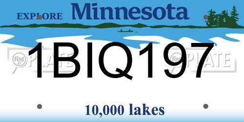 1BIQ197 Minnesota License Plate