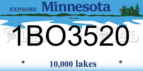 1BO3520 Minnesota License Plate