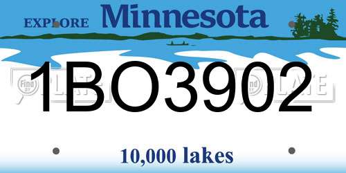 1BO3902 Minnesota License Plate