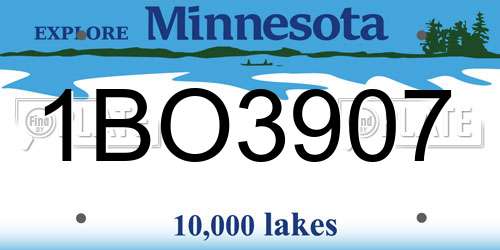 1BO3907 Minnesota License Plate