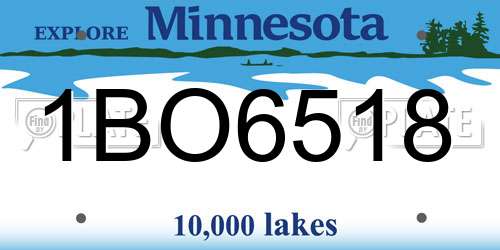1BO6518 Minnesota License Plate