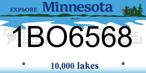 1BO6568 Minnesota License Plate