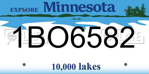 1BO6582 Minnesota License Plate