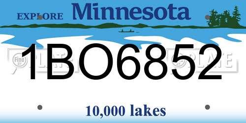 1BO6852 Minnesota License Plate