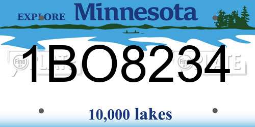 1BO8234 Minnesota License Plate