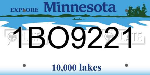 1BO9221 Minnesota License Plate
