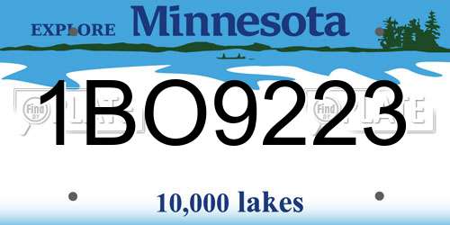 1BO9223 Minnesota License Plate