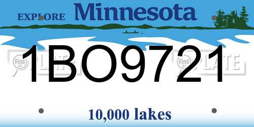 1BO9721 Minnesota License Plate