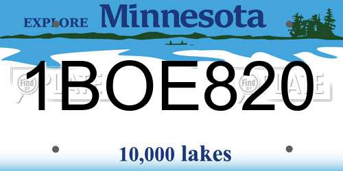 1BOE820 Minnesota License Plate