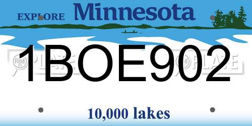 1BOE902 Minnesota License Plate