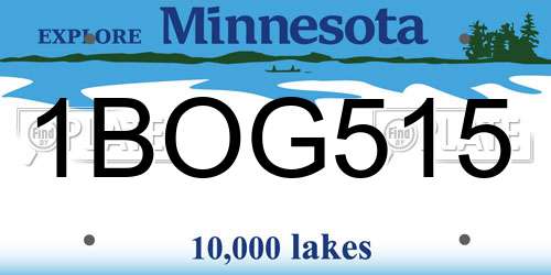 1BOG515 Minnesota License Plate