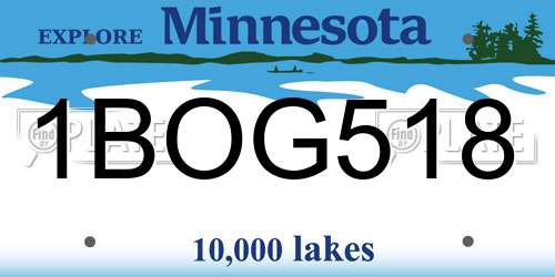 1BOG518 Minnesota License Plate