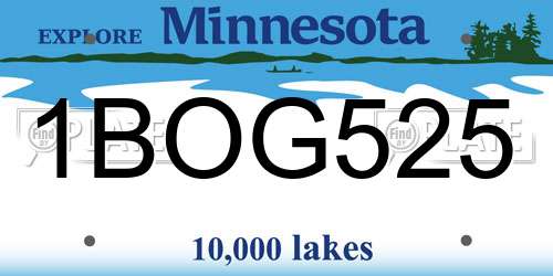 1BOG525 Minnesota License Plate