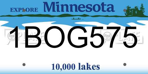 1BOG575 Minnesota License Plate