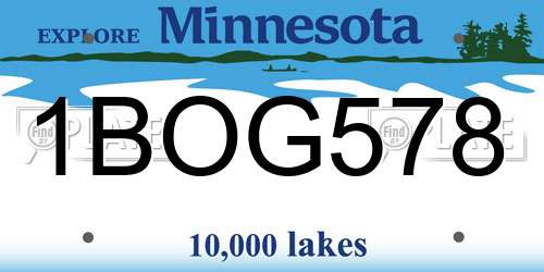 1BOG578 Minnesota License Plate