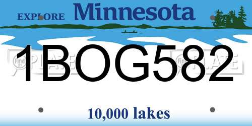 1BOG582 Minnesota License Plate