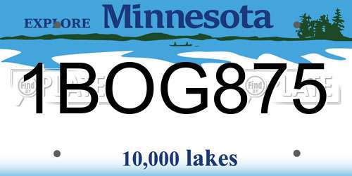 1BOG875 Minnesota License Plate