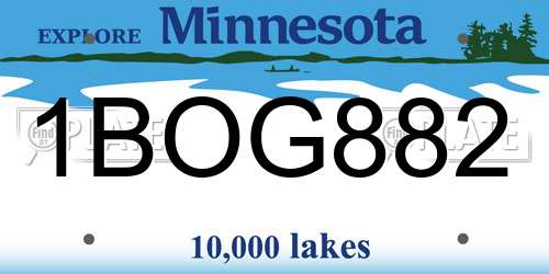 1BOG882 Minnesota License Plate