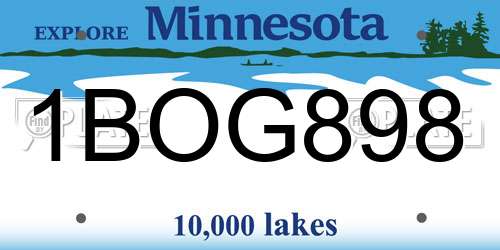 1BOG898 Minnesota License Plate