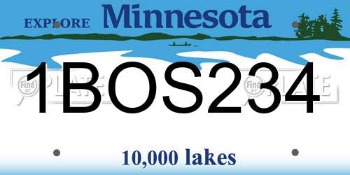 1BOS234 Minnesota License Plate