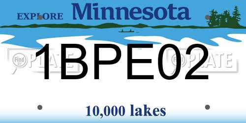 1BPE02 Minnesota License Plate