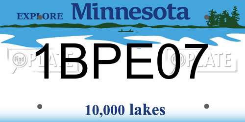 1BPE07 Minnesota License Plate