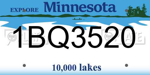 1BQ3520 Minnesota License Plate