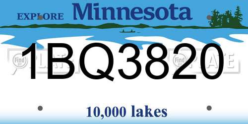 1BQ3820 Minnesota License Plate