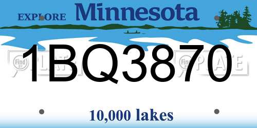 1BQ3870 Minnesota License Plate