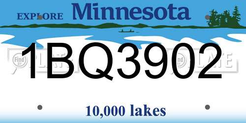 1BQ3902 Minnesota License Plate