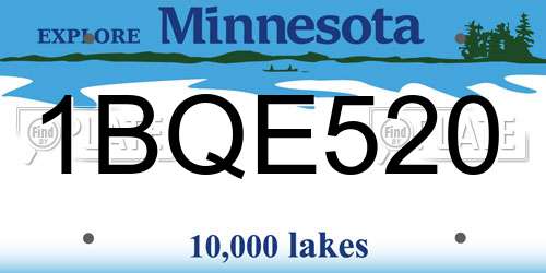 1BQE520 Minnesota License Plate