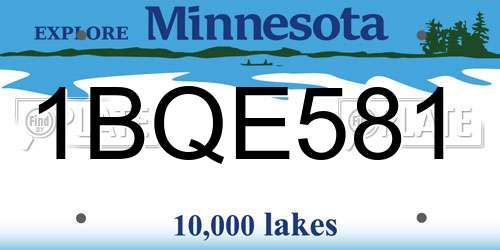 1BQE581 Minnesota License Plate