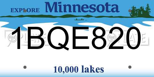 1BQE820 Minnesota License Plate