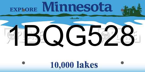 1BQG528 Minnesota License Plate