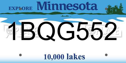 1BQG552 Minnesota License Plate