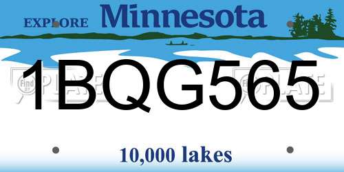 1BQG565 Minnesota License Plate