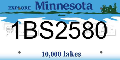 1BS2580 Minnesota License Plate