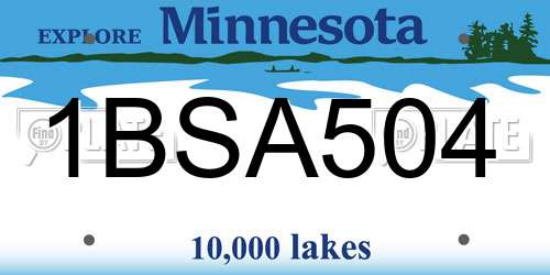 1BSA504 Minnesota License Plate