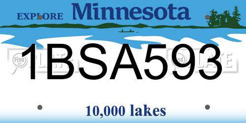 1BSA593 Minnesota License Plate