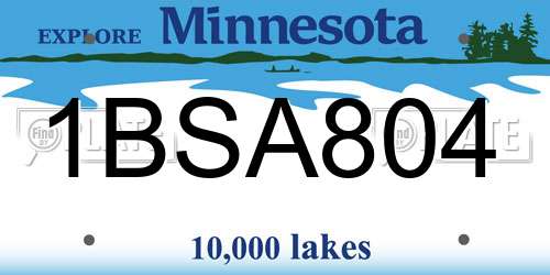 1BSA804 Minnesota License Plate