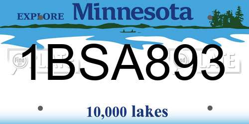 1BSA893 Minnesota License Plate
