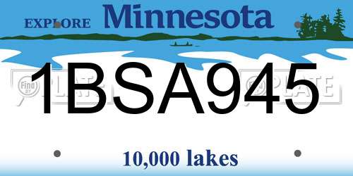 1BSA945 Minnesota License Plate