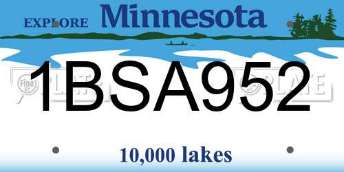 1BSA952 Minnesota License Plate