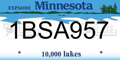 1BSA957 Minnesota License Plate