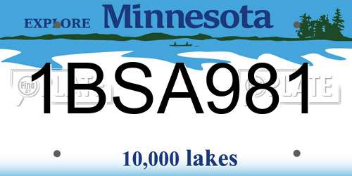 1BSA981 Minnesota License Plate