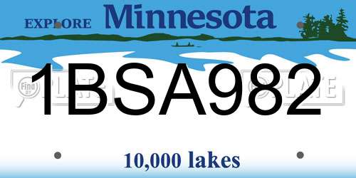 1BSA982 Minnesota License Plate
